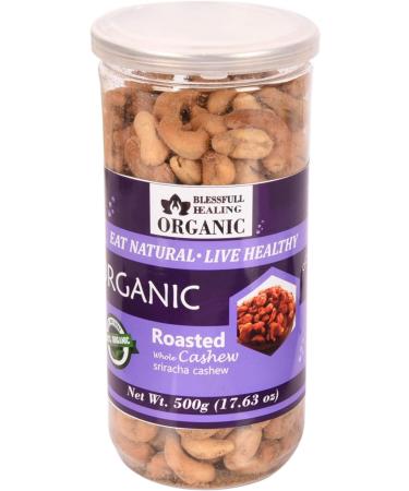 Blessfull Healing Organic Natural Vegan Sriracha Roasted Whole Cashew Nuts Crunchy Kaju 500 Gram - Buy Online on SooperMarket.com