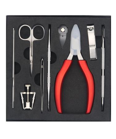 Jinpiker Profi Footnail Pliers Set - 12 PCS Stainless Steel Nail Scissors & Tongs for Thick & Ingrown Toenails - Red - Buy Online on SooperMarket.com