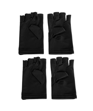 Professional UV Gloves for Nails Full Coverage Finger UV Nail Gloves for Gel Nail Lamp Manicures with Breathable Comfortable Black (Black) One Size