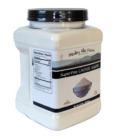 Superfine Caster Sugar By Medley Hills Farm in Reusable Container 2.5 lbs. - superfine sugar for baking of homemade treats, icing sugar, cakes - Product of USA