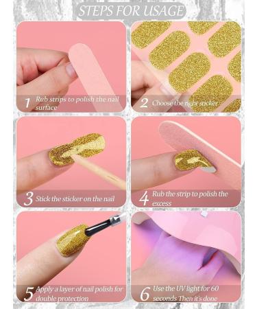 Kalolary Gel Nail Polish Strips Nail Gel Art Sticker Waterproof Full Nail Wraps Decal Sets with Nail File and Stick for Women Girls Nail Art Decor (UV/LED Lamp Required) (Shiny Yellow) - Buy Online on SooperMarket.com
