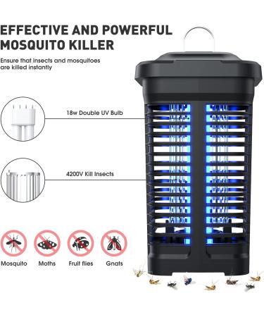 High Powered 4200V Bug Zapper for Indoor/Outdoor Use | IPX4 Waterproof Electric Mosquito Killer - 18W Lamp for Home, Backyard, Patio - Buy Online on SooperMarket.com
