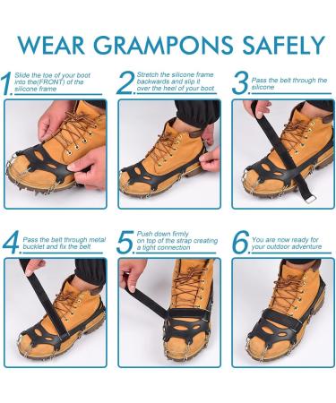 Henoty 19-Spikes Ice Cleats for Hiking Boots - Snow Grips for Women, Men, and Kids | Safe Traction for Hiking, Fishing, Climbing, and Mountaineering - Buy Online on SooperMarket.com