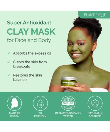 Plantifique Organic Clay Mask with Avocado & Green Tea - Vegan Skincare for Radiant Skin - Buy Online on SooperMarket.com