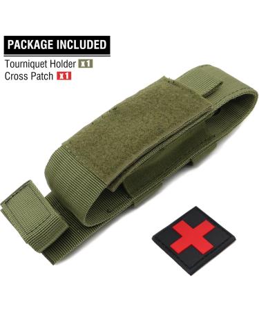 Yoncono Tactical Molle Tourniquet Holder | Portable Military First Aid Bag & Trauma Scissor Pocket - Army Green - Buy Online on SooperMarket.com