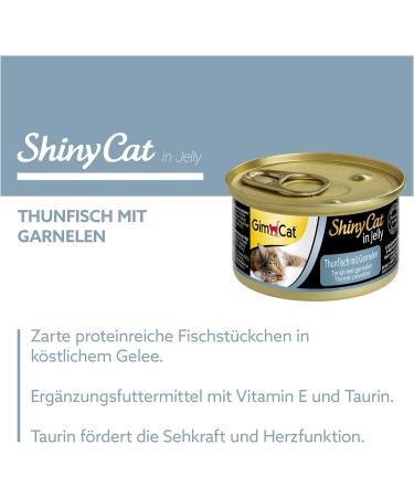Gimcat Shinycat in Jelly Thuna with Shrimp - Premium Wet Cat Food (24 x 70g) - Fish & Taurine Rich Ideal for Cats - Buy Online on SooperMarket.com