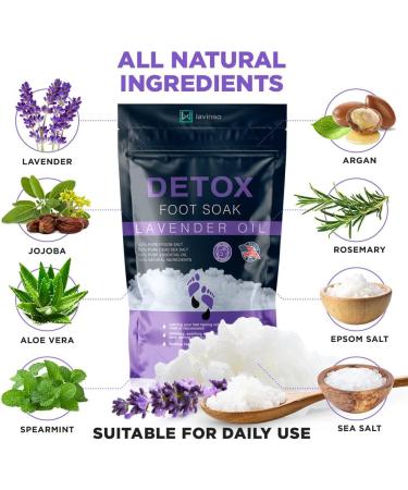 Lavender Oil Foot Soak with Epsom Salt for Dry Cracked Feet - Made in USA - 1 LB Lavender - Softens Calluses, Soothes Sore Feet & Removes Odor - Athlete's Foot Relief - Buy Online on SooperMarket.com
