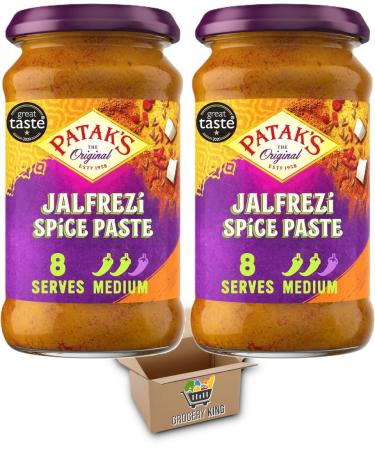 Pataks Paste Jars | Tikka Madras Bhuna Korma Garam Balti Kashmiri Vindaloo Tandoori & More | Grocery king (Jalfrezi Spice Paste 2x283g)