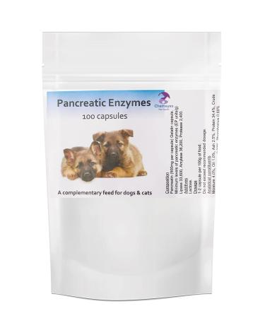 Pancreatic Digestive Enzyme Capsules for Dogs & Cats - Amylase and Lipase Health Supplement for Dog & Cat | 100 Capsules