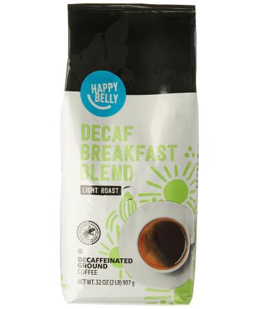 Amazon Brand - Happy Belly Decaf Breakfast Blend Ground Coffee, Light Roast, 32 Ounce Breakfast Blend 2 Pound (Pack of 1)