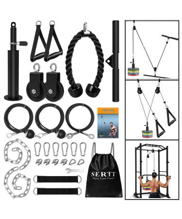 Weight Cable Pulley System Gym, SERTT Upgraded Cable Pulley Attachments for Gym LAT Pull Down, Biceps Curl, Tricep, Arm Workouts - Weight Pulley System Home Gym Add On Equipment