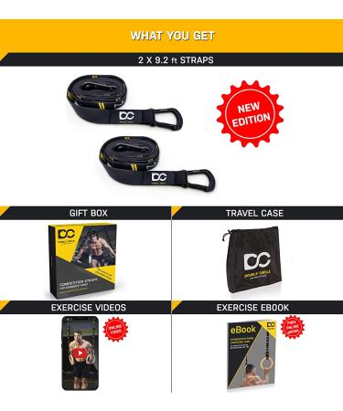 Adjustable Numbered Straps for Gymnastic Rings with Carabiner System - Exercise Video Guide for Full Body Workout, Calisthenics, Home Gym - Buy Online on SooperMarket.com
