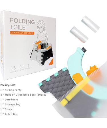 YUNHECAM Toddler Portable Potty Training Seat for Kids Baby Foldable Toilet Child Travel Potty in Car Camping Potty Chair Seat for Indoor Outdoor  with 60 Disposable Bags Blue - Buy Online on SooperMarket.com