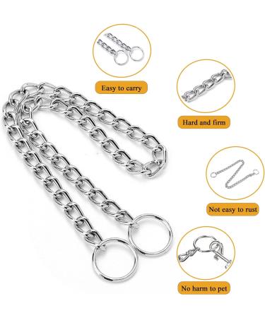 Durable Metal Choke Chain Dog Collar for Outdoor Training - Small, Medium, Large Sizes - Adjustable Silver Necklace - L 65cm, 4.0mm Diameter - Buy Online on SooperMarket.com