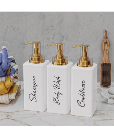 Akalin Refillable Shampoo and Conditioner Bottles 16oz White and Gold Soap Dispenser Bathroom Shampoo and Conditioner Dispenser for Bathroom Lotion Body Wash Massage Oils (White) 3pcs 500ml Gold Pump Bottles - White - Buy Online on SooperMarket.com