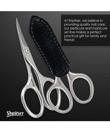 Shpitser German Stainless Steel Manicure and Pedicure Nail Scissors - Handmade in Solingen, Germany - Leather Case Included (Black) - Buy Online on SooperMarket.com