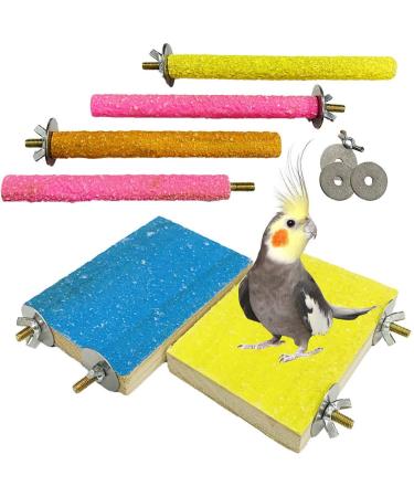PINVNBY Bird Perch Stand Toy Natural Wooden Parrot Claw Sticks Budgie Playground Grinding Paw Cage Accessories Exercise Toy for Cockatiel Conure Parakeet