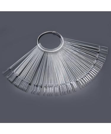 2 Set Fan-shaped Nail Art Display Sticks | 100 Tips | Nail Polish Color Sample Sticks Display Board with Metal Ring Holder - Perfect for Nail Art & Home DIY (Clear) - Buy Online on SooperMarket.com
