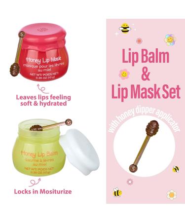 Expressions Honey Lip Balm & Lip Mask Set - 2pc Non-Toxic Lip Care Gift for Girls | Real Honey Jar with Dipper | Moisturizing Lip Gloss - Buy Online on SooperMarket.com