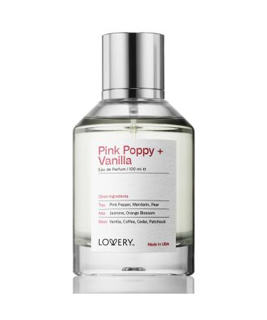 Valentines Day Pink Poppy & Vanilla Perfume for Women 100ml Clean Fragrance Perfumes for Womens Long Lasting Vegan Natural Ingredients Vanilla Coffee Patchouli Birthday Gifts for Mom Wife USA Clean Pink Poppy and Vanilla