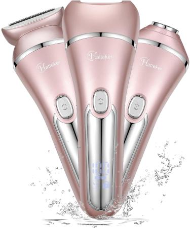Hatteker Electric Razor for Women 3 in 1 Lady Shaver Kit - Cordless IPX7 Waterproof Rechargeable Electric Epilator for Face, Body, and Bikini - Painless and Portable - Buy Online on SooperMarket.com