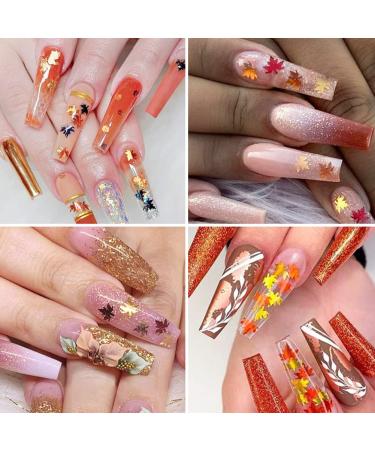 Fall Glitter Nail Sequins - Holographic Maple Leaf Nail Art Decorations | 6 Grids for Autumn & Winter Designs - Buy Online on SooperMarket.com