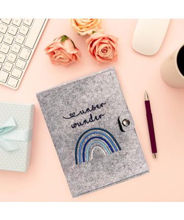 Cozy Racoon Mother Pass Cover - Handcrafted Felt Rainbow Blue | Made in Germany | Ideal Gift for Expecting Moms with Pockets for Insurance Card & Ultrasound Images - Buy Online on SooperMarket.com