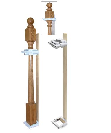 Safety Innovations No Hole Stairway Baby Gate Mounting Kit - Fits Posts from 2 3/4 inches to 3 5/8 inches Wide with Square or Round Tops - No Adhesives On Or Screws in Your Posts, (1-Pack)