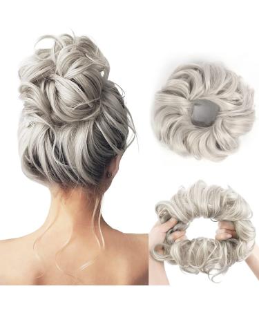 Vlasy Messy Bun Hair Piece for Women Curly Wavy Hair Scrunchies Bun Extensions Hairpieces Synthetic Hair Chignons Accessories Updo for Girls(111# 60g) 60g 111#