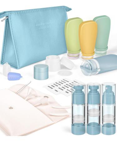 Noideeer 19 Partial travel bottles for filling exhaustive design TSA approved travel bottles set express and refillable silicone travel bottles for shampoo conditioner lotion cyan