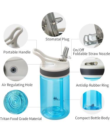 Kids Water Bottle 2 Pack with Straw - 12oz BPA-Free Small Bottles for School, Boys, Girls - Leakproof, Portable, Blue - Perfect for Outdoor Sports, Travel - Includes Clip - Tritan Material - Buy Online on SooperMarket.com