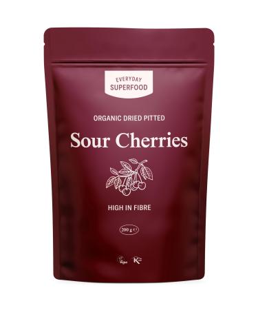 Organic Dried Sour Cherries 200g - Pitted Unsweetened Tart Cherry Great Dried Cranberries Alternative Certified Organic Vegan & Kosher
