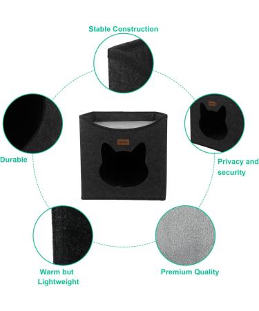 Geizire Cat House - Large Foldable Cat Cave for Indoor Cats - 2022 New Design - Cute Opening Shape - Medium Dark Grey - Buy Online on SooperMarket.com