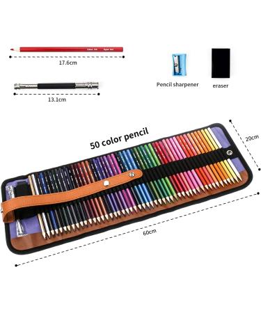 XingFu Tree 50 Colored Pencils Set with Canvas Wrap - Rich Pigments for Professional Sketching and Coloring - Buy Online on SooperMarket.com