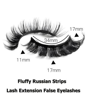 LuckForever 10 Pairs Russian Strip False Eyelashes - Fluffy Wispy & Reusable Lash Extensions for Natural Volume Look | International Shipping - Buy Online on SooperMarket.com