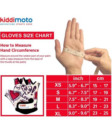 KIDDIMOTO Fingerless Children's Cycling Gloves | Boys & Girls Bike Gloves - Love Design (Size S 2-5 years) - International Shipping Available - Buy Online on SooperMarket.com