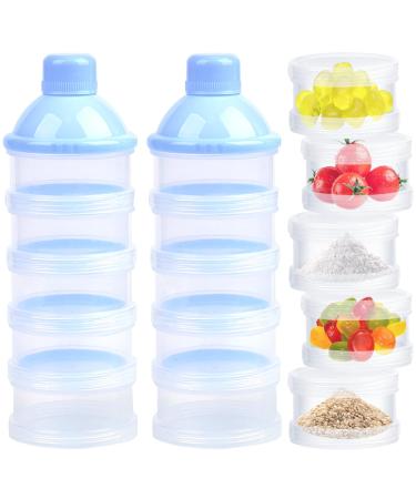 WOWOSS 2 Pcs Portable Formula Dispenser with 4 Layer Milk Powder Dispenser Pot Non-Spill Kids Milk Powder Storage Container for Travel Outdoor
