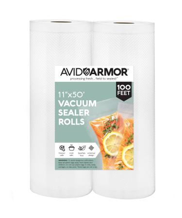 Avid Armor Vacuum Sealer Bags 11x50 Rolls 2 Pack for Food Saver, Seal a Meal Vacuum Sealers Heavy Duty, BPA Free, Sous Vide Safe, Cut to Size Vacuum Storage Bags, Universal Design 100 Total Feet 11" x 50' Rolls