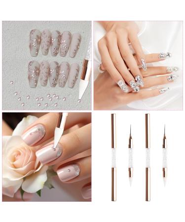 Dual-Ended Rhinestone Picker Doting Pen - Wax Pencil Applicator for Nail Art Jewelry & DIY Crafts - White Acrylic Handle - Buy Online on SooperMarket.com
