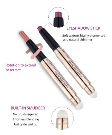 Enfuntins Shimmer Cream Eyeshadow Stick - Long Lasting Waterproof Glitter Eyeshadow Pencil with Smudger | 09 Smoky Amethyst Shimmer - Buy Online on SooperMarket.com