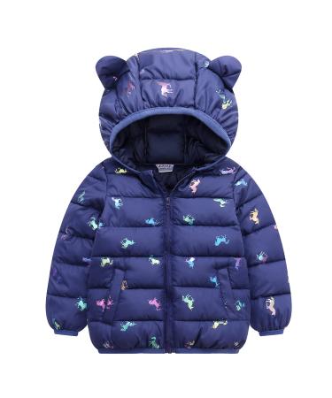 Baby Winter Coats with Hooded Light Puffer Jacket Infants Padded for Kids Boys Girls Blue 3-4 Years Navy Blue 3-4 Years