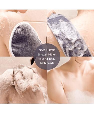 S&R PLKOP Exfoliating Body Scrubber Set - Back Scrubber, Bath Glove, Loofah Sponge - Deep Clean and Revitalize Skin - 3-Pack Grey - Buy Online on SooperMarket.com