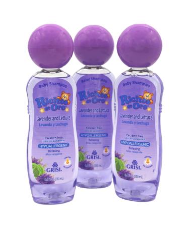 Ricitos de Oro Lavender Baby Shampoo, Children Cleansing Shampoo with Natural Lavender, Formulated for Babies, 3-Pack of 8.45 FL Oz, 3 Bottles