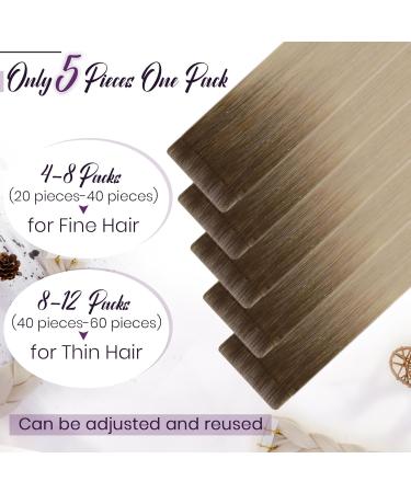 Buy Laavoo Real Hair Tape Extensions - 60cm Virgin Blond Ombre Balayage & Seamless 5pcs | Premium Quality #9A/10.5g - Buy Online on SooperMarket.com
