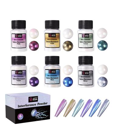 LET'S RESIN Resin Mica Powder  6 Colors Interference Mica Powder for Epoxy Resin  Spirit Pearl Pigment Powder for Resin  Paint  Slime  Art