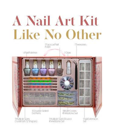 CoralBeau Nail Art Kit with Rhinestones - Teen Gift Set with 4 Nail Polishes, Decor Tools, Extensions, and Rhinestone Gems - Buy Online on SooperMarket.com