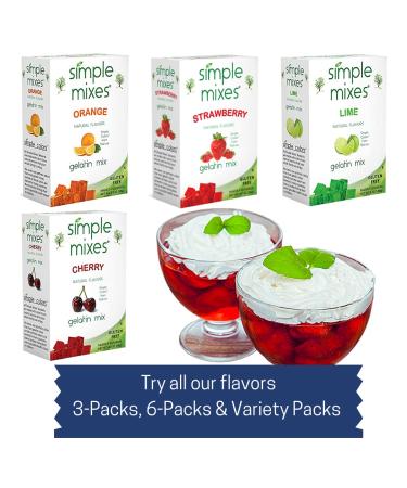 Simple Mixes Natural Gelatin Variety Pack - Strawberry, Orange & Lime - 3.1 oz (6 Pack) - Buy Online on SooperMarket.com
