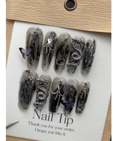Handmade Nail Wearing Chinese Style Nail Beauty Dragon's Descendants: Fake Nail and Patch Nail Enhancement (Size : M) - Buy Online on SooperMarket.com