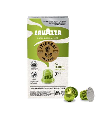 Lavazza Tierra for Planet Medium Roast Coffee Capsules Compatible with Nespresso Original Machines notes of biscuit hints 100 % Arabica chocolate tinge (100 pack) Tierra for Planet 10 count (Pack of 10)