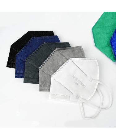 KN95 Face Masks 50 Pack - 10 Colors, Disposable 5-Layer Breathable Dust Mask for Men Women with Elastic Earloop & Nose Bridge Clip - 95% Filter Efficiency - Buy Online on SooperMarket.com